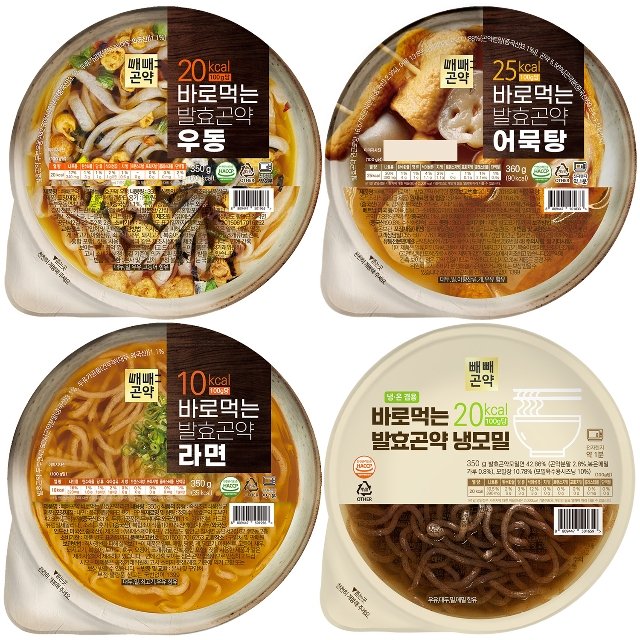 [빼빼곤약] 바로먹는 발효곤약 4종 16개입 (냉모밀4, 라면4, 우동4, 어묵탕4)