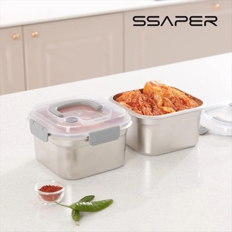 셰퍼 스퀘어락 4면 밀착 데일리 스텐 밀폐용기 2종 세트(2.5L*2개)