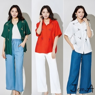 [젬마/Jem.A] 여성 포인트 패턴 하프 셔츠 24m