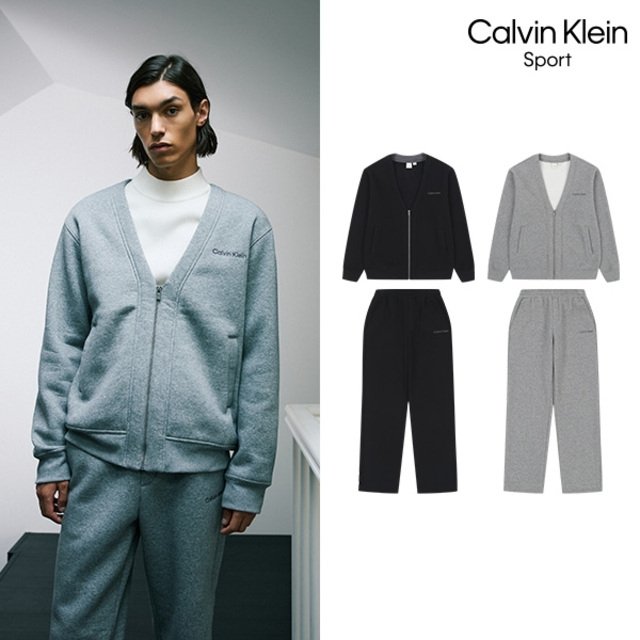 [Calvin Klein] 캘빈클라인 25FW 최신상! 에센셜 기모 셋업 2종, 남성(집업+팬츠)