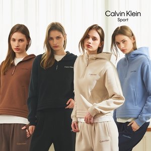 [Calvin Klein] 캘빈클라인 25FW 최신상! 에센셜 기모 셋업 패키지 3종, 여성(하프집업+맨투맨+팬츠)