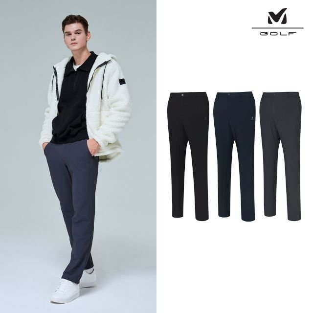 [프리미엄] 밀레골프 25FW 트리코트 하이스트레치 기모본딩 팬츠 3종, 남성