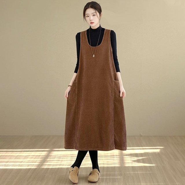 [헬리꽁땡]코듀로이루즈핏포켓원피스2종 