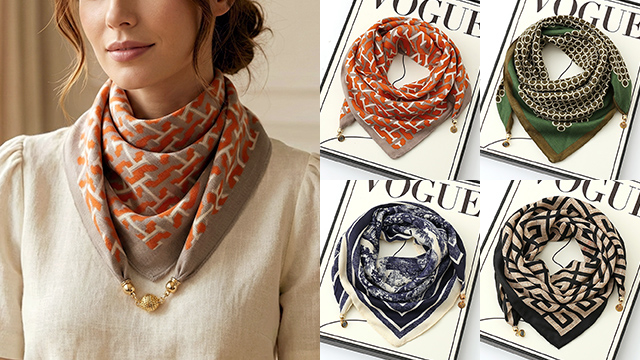 [4+4] 르뮤즈 원터치 마그네틱 자석 쁘띠 스카프 8종세트