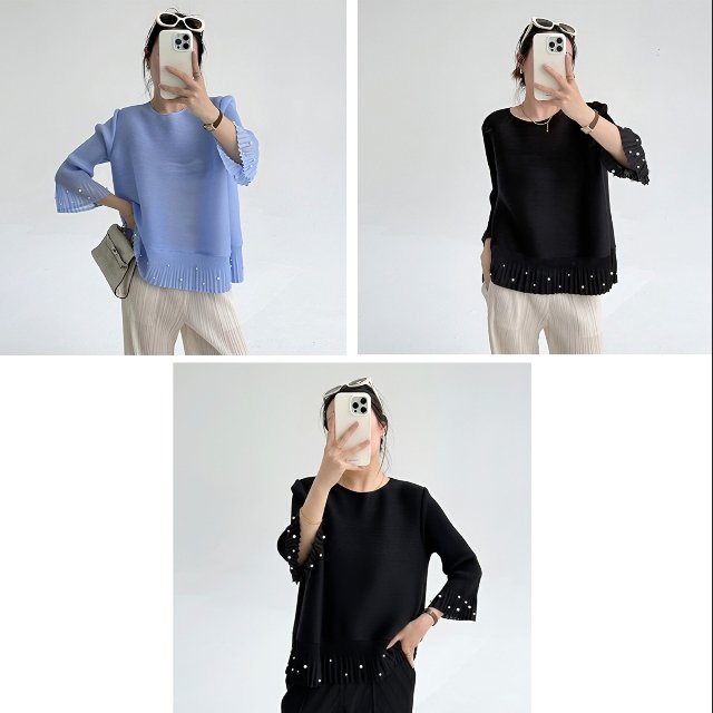 [엘드마마] 나팔소매 주름 블라우스