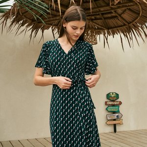Lipbbam 바이립밤 크레오라 바하마 프릴 플레어 롱 랩 원피스_그린