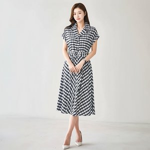 [헬리꽁땡]깅엄체크오픈카라원피스+벨트(2종)