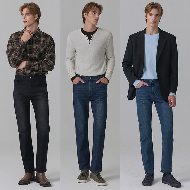 뱅뱅 26FW 남성 라이크라 스트레이트 데님 3종