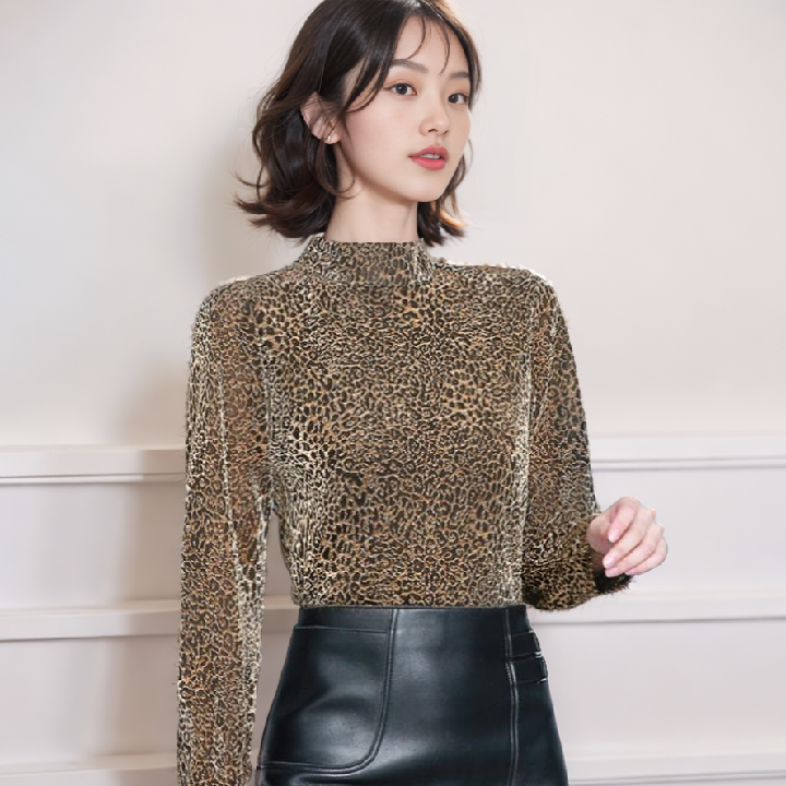 [비니브] 오크라 레오파드 블라우스 2종