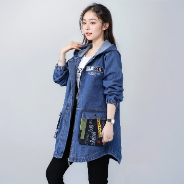 [비니브] 블랙베어 미드롱 데님자켓