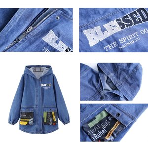 [비니브] 블랙베어 미드롱 데님자켓