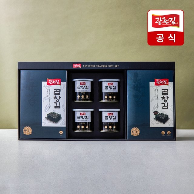 [광천김] 곱창김 선물세트 (곱창캔김4캔+곱창전장10봉+선물용가방)
