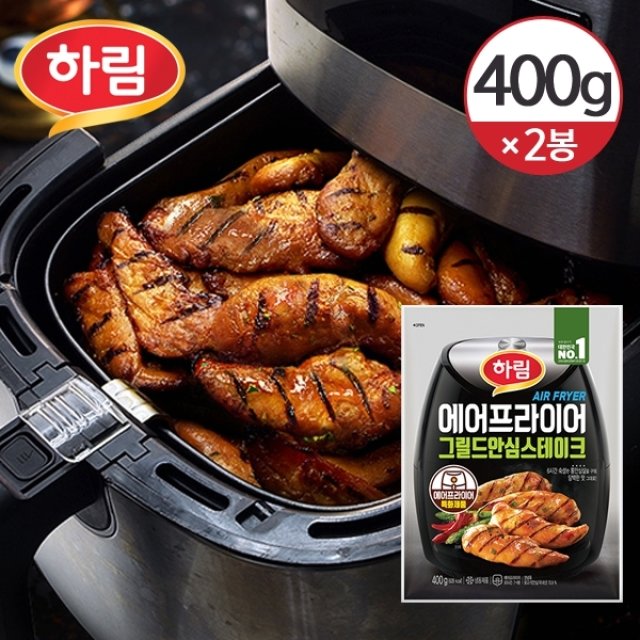[냉동] 하림 에어프라이어 그릴드 안심 스테이크 400g 2개