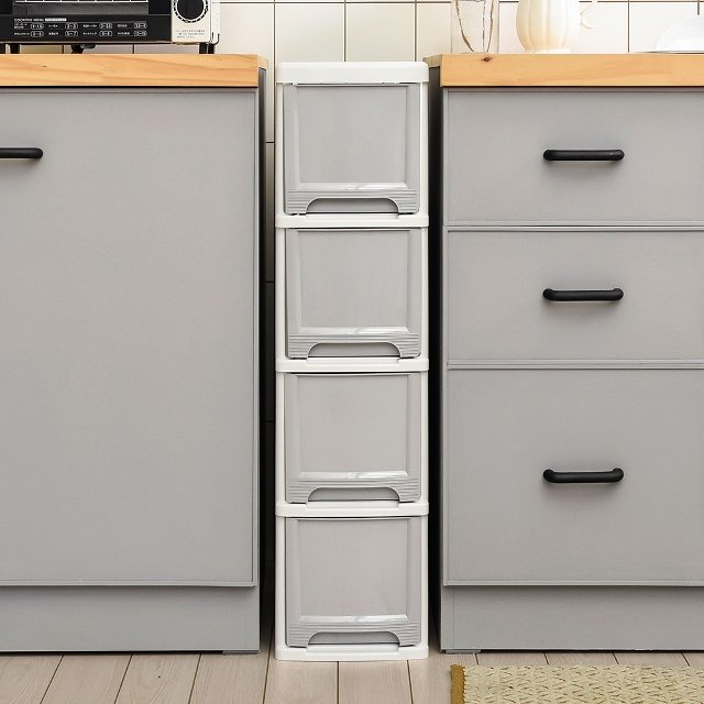 모던 슬림 틈새 서랍장 4단 바퀴별매 수납 정리함