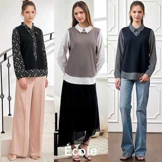 (매장판매동일) 26SS 에꼴드파리 시크 레이어링 블라우스 3종