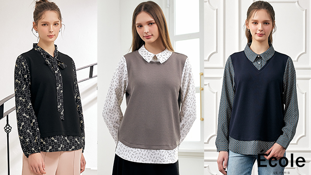 (매장판매동일) 26SS 에꼴드파리 시크 레이어링 블라우스 3종