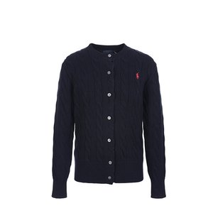 랄프로렌 폴로 여성 케이블 니트 꽈배기 가디건 네이비
