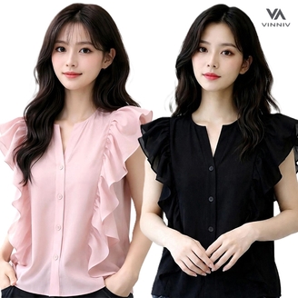 [비니브] 브리아 민소매 블라우스2종