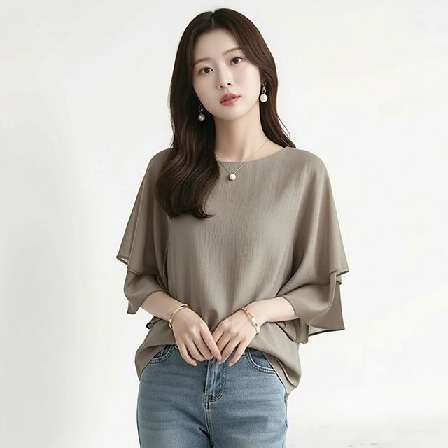 [헬리꽁땡]미루나하늘하늘티블라우스2종