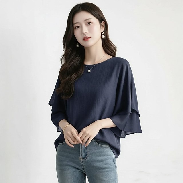 [헬리꽁땡]미루나하늘하늘티블라우스2종