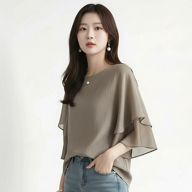 [헬리꽁땡]미루나하늘하늘티블라우스2종
