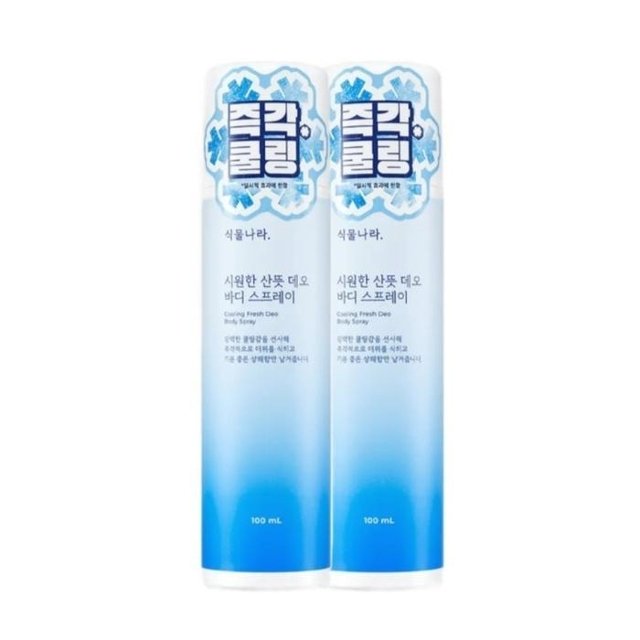 식물나라 시원한 산뜻 데오 바디 스프레이 100ml x 2개