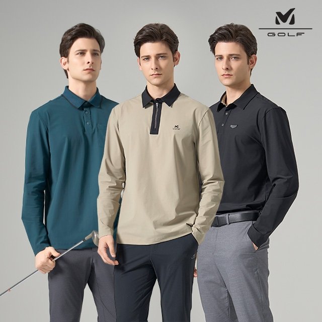[프리미엄] 밀레골프 26SS 최신상! 기능성 트리코트 긴팔 카라 셔츠 3종, 남성