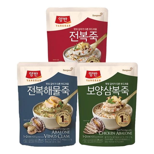 [SnT 동 원]양반 전복죽 420g 2개 + 보양 삼복죽 420g 2개/전복해물죽 선택