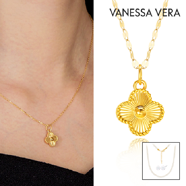 바네사베라 24K 순금 럭키클로버 펜던트 세미 목걸이 S
