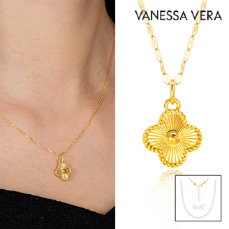 바네사베라 24K 순금 럭키클로버 펜던트 세미 목걸이 S