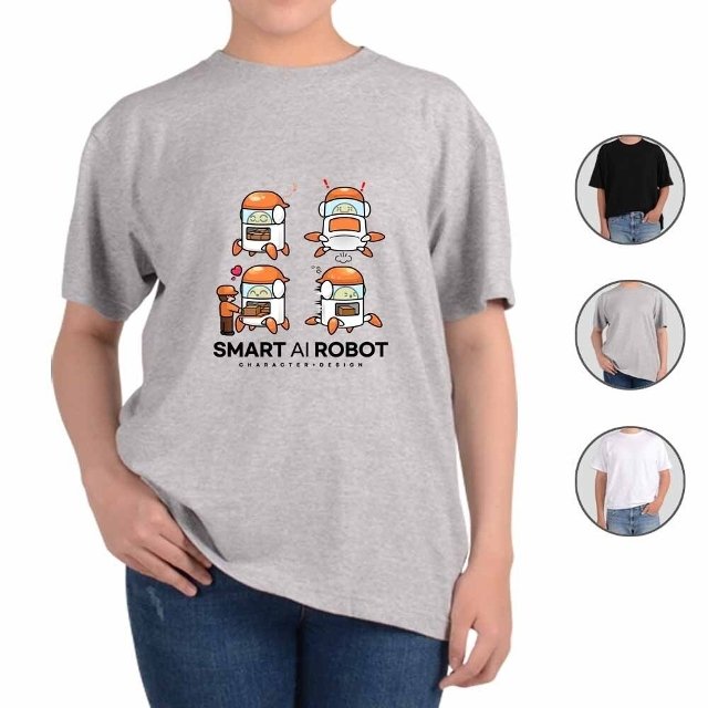 애쉬오트밀 반팔티 스마트 배달 로봇 ROBOT (WFG2S6B)