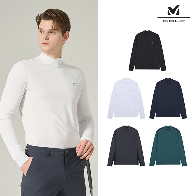 [프리미엄] 밀레골프 26SS 최신상! 에어 쿨 메시 긴팔 셔츠 5종 세트, 남성