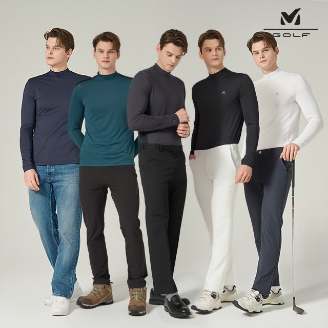[프리미엄] 밀레골프 26SS 최신상! 에어 쿨 메시 긴팔 셔츠 5종 세트, 남성