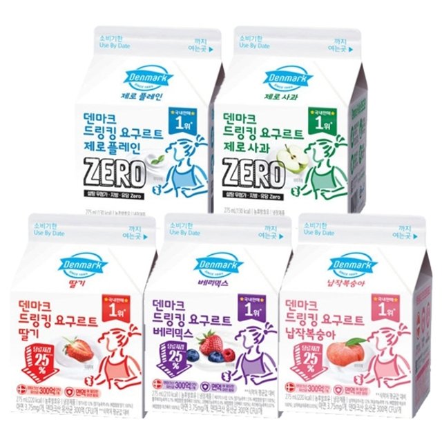 [SnT 동 원]덴마크 드링킹 요구르트 275ml 10개/제로 플레인/사과/베리/복숭아/딸기