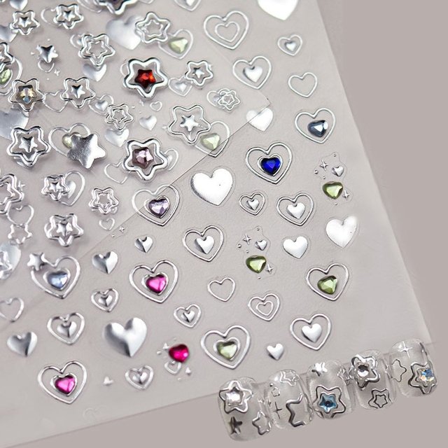 실버네일스티커 메탈 별빛네일 메탈스타스티커 리 (WFKANJW)