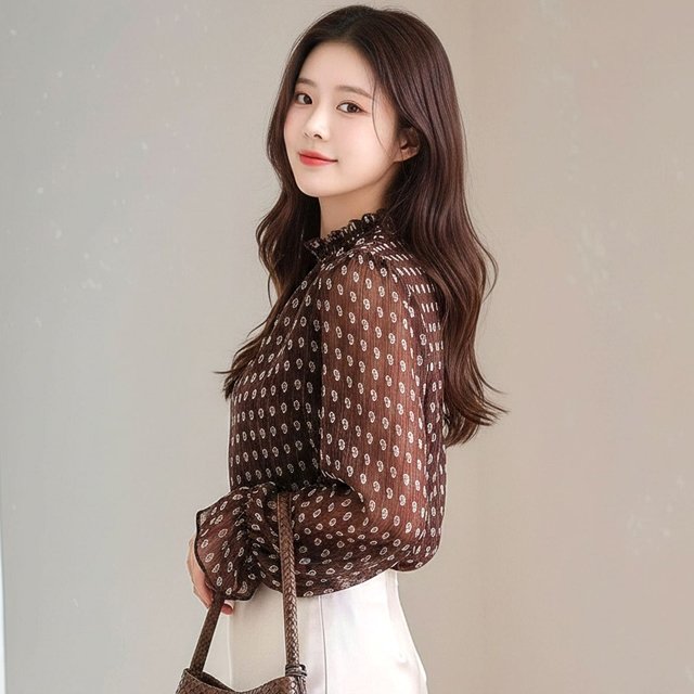 [헬리꽁땡]세레니따넥프릴블라우스