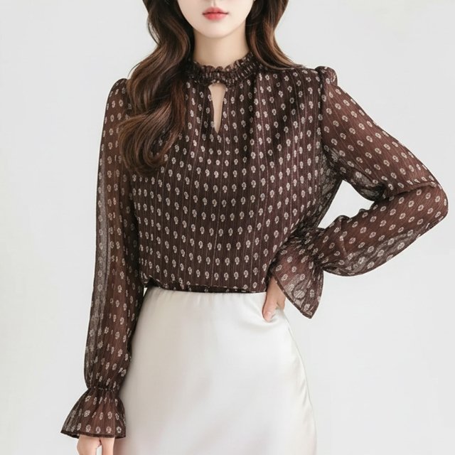 [헬리꽁땡]세레니따넥프릴블라우스