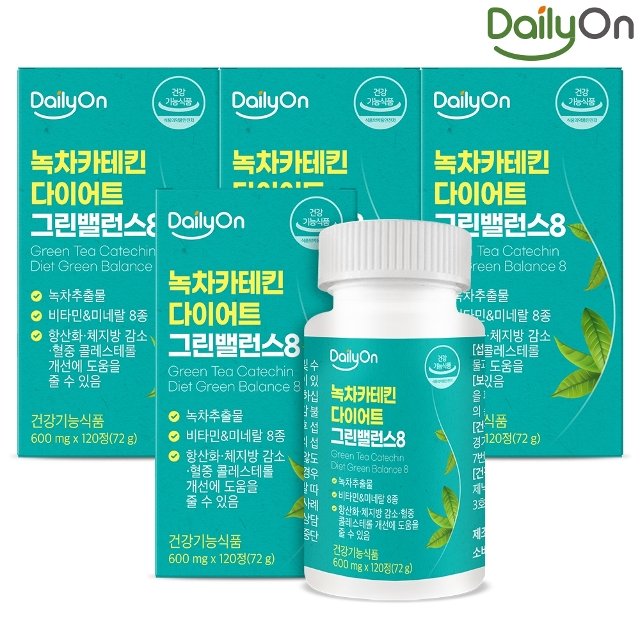 데일리온 녹차 카테킨 다이어트 그린밸런스8 120정 x 4박스 (8개월분)