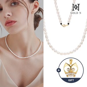 [골드앤] 18K 키넬 담수진주 목걸이+부엉이참 증정