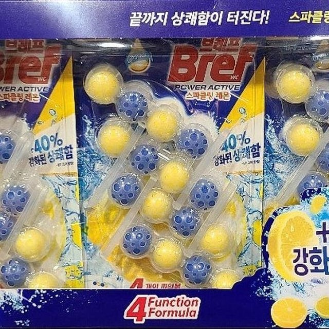브레프 변기세정제 파워 액티브 변기 세정볼 50g 12개 코 스트코 화장실 클리너 레몬향 x3SET(SH)