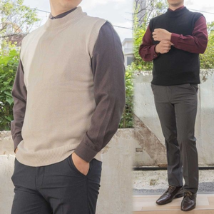 [중년의품격]기능성 남자 간절기 반목 기능성 헨리넥 니트 조끼_P330154937