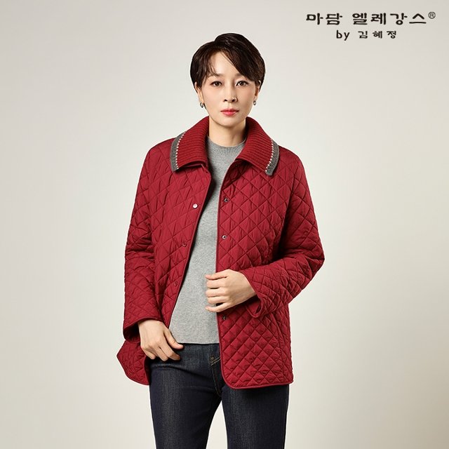 26FW 마담엘레강스 아벨 니트카라 퀼팅 자켓
