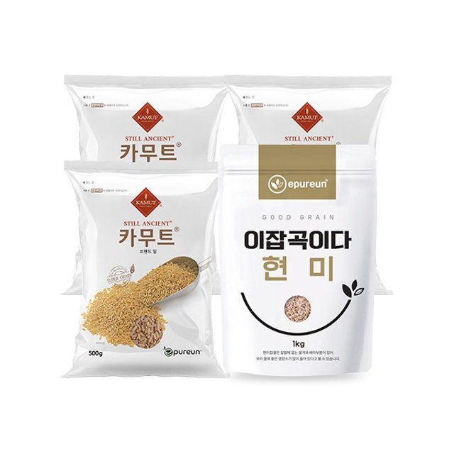 고대곡물 정품 카무트 쌀 500g x 3봉 + 국산 현미 1kg