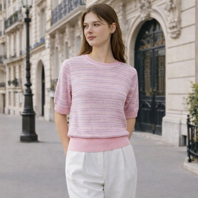 올리브그린 A30 24SS 메탈글리터 썸머 스트라이프 니트3종+슬리브리스