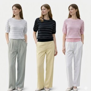 올리브그린 A30 24SS 메탈글리터 썸머 스트라이프 니트3종+슬리브리스