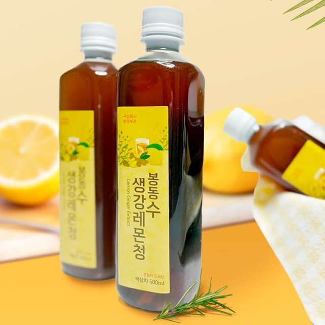 국내산 100 봉동 무방부제 생강레몬청 500ml
