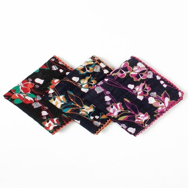 마리엔느 금강 초록 핀코트 레이스 면 손수건 스카프