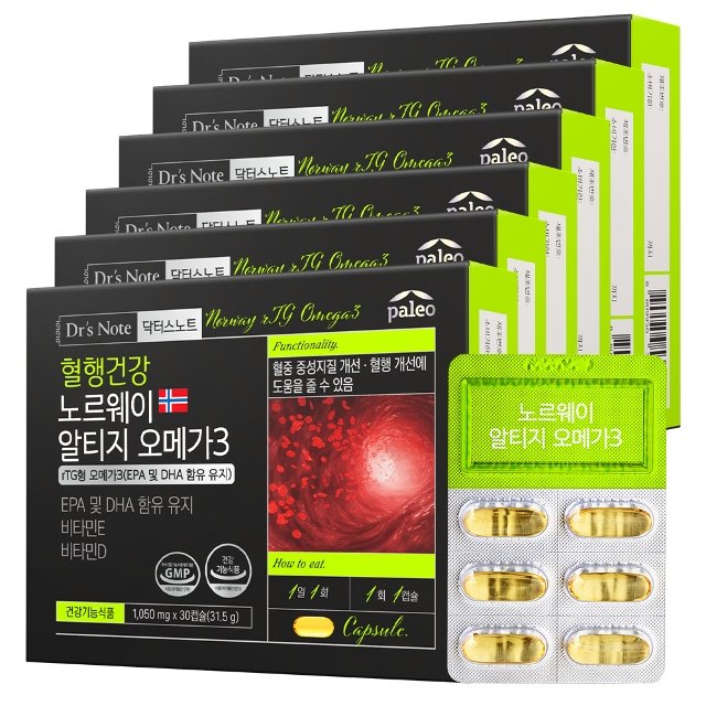 팔레오 닥터스노트 혈행건강 노르웨이 알티지오메가3 6박스 6개월분
