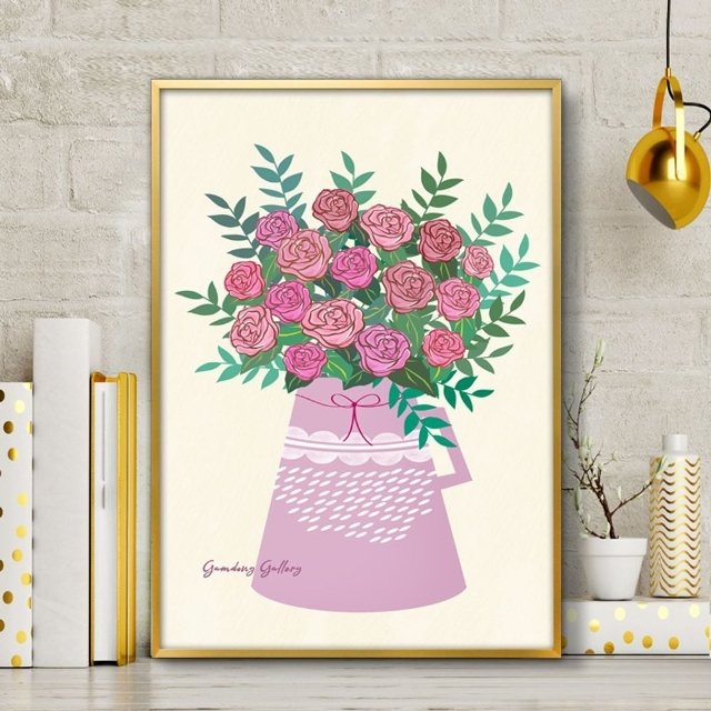 북유럽 꽃그림 액자 A3 VASE7 화병그림 꽃액자 인테리어액자 모던액자 (W3D373A)