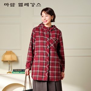 [시즌오프] 마담엘레강스 첼시 후드 체크 울자켓 1종